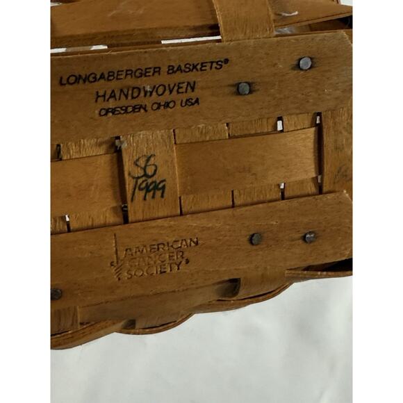 1999 Longaberger Horizon of Hope Basket w/Protector Lid & Tie-On Vintage - Picture 4 of 4